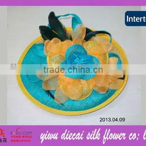 2013 New Cute Flower/feather Decorated Sinamay Church Headwear thumbnail-1