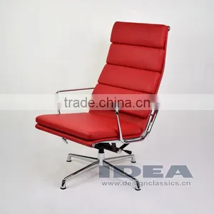 Replica Charles Management Soft Pad Lounge Chair - Red Genuine Leather thumbnail-1