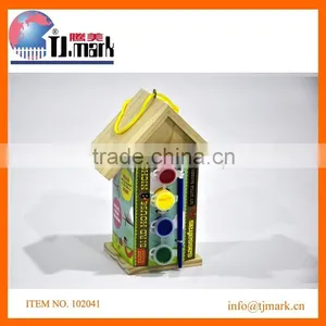 Small Wooden Bird House DIY With 4 Colors thumbnail-2