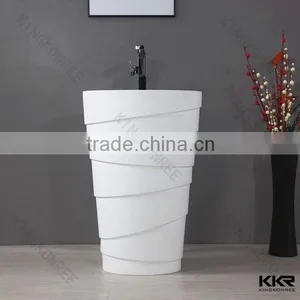 Single Faucet Hole Floor Mounted Pedestal Basin thumbnail-1