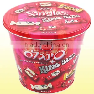 Colorful and Round Tin Ice Bucket With Cover for Christmas thumbnail-1