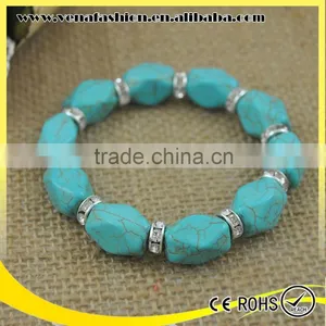Turquoise String Mens Charm Bead Bracelet, Italian Bead Bracelet thumbnail-3