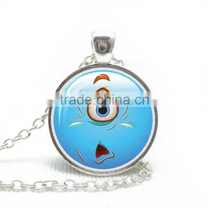 New Popular Mood Expression Necklace Emoji Print Glass Cabochon Necklace for Women Girls Lady thumbnail-6