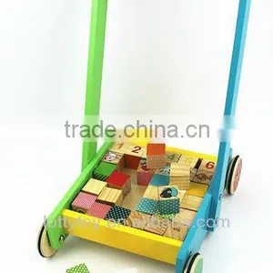 Multi Colour Wooden Baby Walker With Blocks thumbnail-3