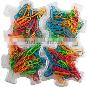 Neon Color Assorted Plastic-coated Paper Clip in Jigsw Puzzle Box thumbnail-3