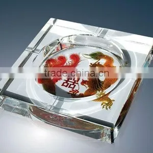 Fish Color Printed Crystal Ashtray /tobacco Cigar/smoking Craft Ashtray Useful(R-0974 thumbnail-1