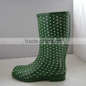 Hot Sale In European Green Dot Lady Funky Rubber Rain Boots thumbnail-1