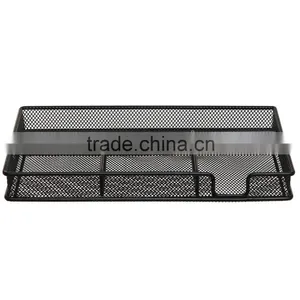 Black Metal Wire 4 Compartment Office Desk Drawer Organizer Tray / Open Storage Bin Basket Rack thumbnail-3