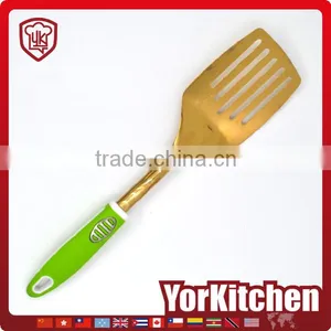 Nice Appearance China Manufacturer Gold Plating Stainless Steel Frying Slotted Turner thumbnail-1