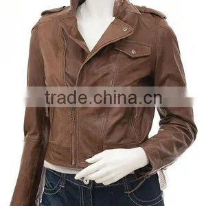 Women Leather Jackets & Biker Style With Same Tone Liquid Waxed thumbnail-1