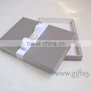Luxury Wedding Invitation Boxes With Pearl Ribbon thumbnail-1