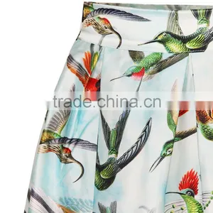 2015 Women Long Skirt Birds Digital Printing Puff Skirt Cheap Price High Quality N19-16 thumbnail-2