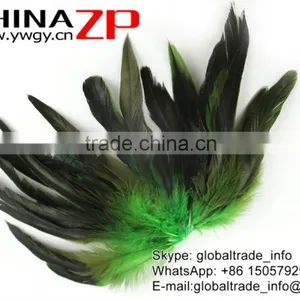 Top Supplier ZPDECOR Bulk Sale Wonderful Quality Dyed Kelly Green Half Bronze Rooster Schlappen Feathers for Sale thumbnail-3