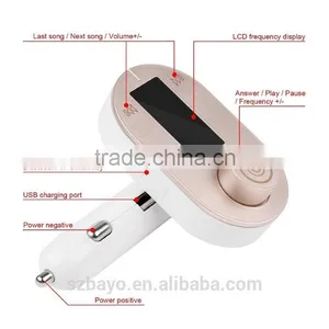 Golden Bluetooth Car fm Transmitter for Iphone Samsung HTC XIAOMI thumbnail-4