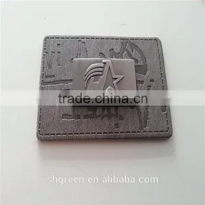 Embossed Leather Patch With Metal Logo for Lady's Handbag thumbnail-2