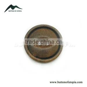 Horn Buttons Round 2-Hole Fish Eyelets Buttons for Men's Suits With Burnt Brown Effect thumbnail-1