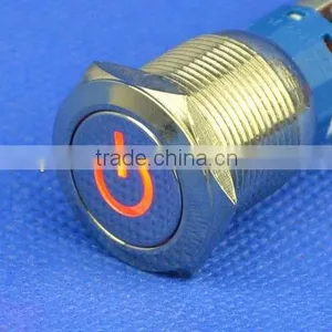 QN19-C5 19mm Orange Power Symbol 12V DC Led Latching Flat Push Button Angel Eye Car Switch thumbnail-1