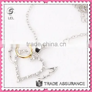 Heart Crystal Pendant Fashion Necklace, Imitate Silver Chain Necklace Jewelry thumbnail-3