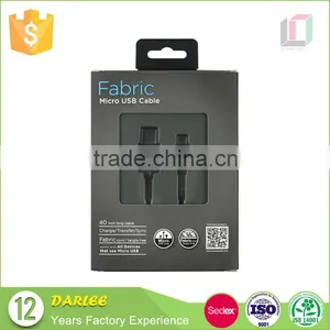 Wholesale Unique Design Spot uv Embossed Custom Free Sample Data Cable Package Box With Hang Hole thumbnail-3