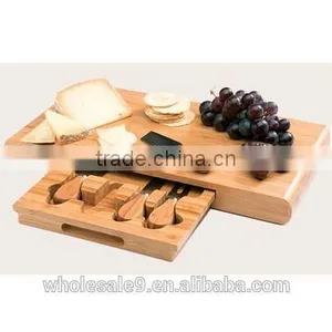 Picnic Bamboo Cheese Board Tool Set With Hidden Tool Drawer thumbnail-1