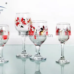 Hand Painted Antique Colored Butterfly Glass Wine Glass Cups thumbnail-1