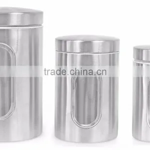 3PCS Kitchen Food Coffee Tea Sugar Flour Stainless Steel Storage Canisters thumbnail-3