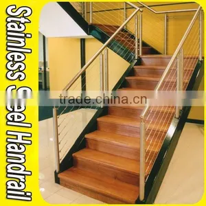 Outdoor Balcony Glass Stair Railing 304 Stainless Steel Cable thumbnail-1
