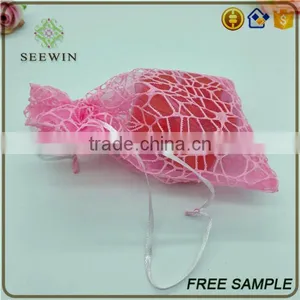 Customerized Size Pattern Organza Fabric With Small Mesh Drawstring Bags thumbnail-2