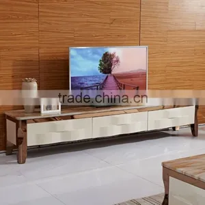 Simple Style Rose Golden Coffee Table Set With Drawer thumbnail-2