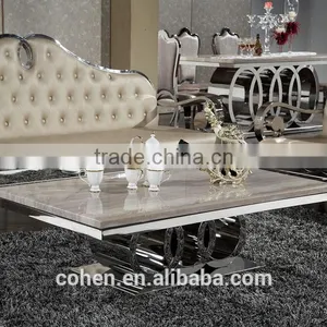 Audi Symbol Base Marble Top Dining Table Set/dining Table and Chairs With Stainless Steel Furniture and Restaurant Furniture thumbnail-3