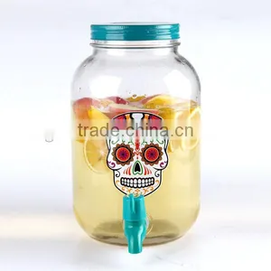 Holiday Decorative Halloween Glass Item/juice Use Glass Dispenser and 16oz Mason Jar thumbnail-3