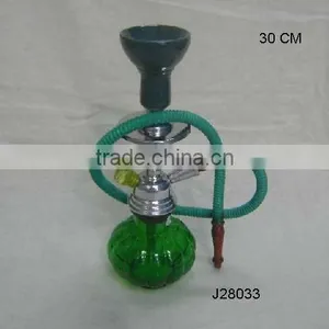 Green Colour Base Glass Hookah With Metal and Ceramic Parts thumbnail-1