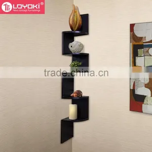 2016 Hot Sale MDF Wood Shelving Solution 5 Tier Large Corner Wall Mount Shelf thumbnail-1