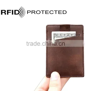 TIANHOOO Slim Card Sleeve Top Quality Italian Leather Ultra Thin Card Holder Minimalist Front Pocket Wallet for Men thumbnail-3