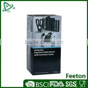 13pcs Stainless Steel Kitchen Knives Set With Prepare Square Block thumbnail-1