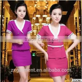 OEM Chinese Hotel Restaurant Uniform Waiter Hotel Cotton Housekeeper Uniform for Waitress Apron Uniform thumbnail-1