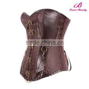 Overbust Corset Shapewear Waist Trimmer Corset Slim Women Brown Color thumbnail-6