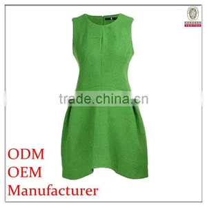 Top Fashion Knitted Dress Design Slim Fit Green Color Puff Bottom Prom Dress for Girl thumbnail-1