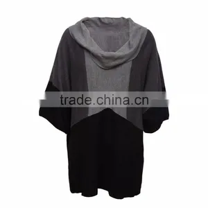 Women's Color Block Knitted Garment With Loose Turtle Neck and Half Sleeves thumbnail-1