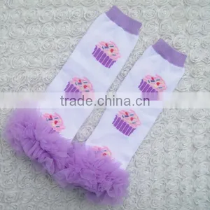 Christmas Baby Leg Warmers Cotton Knitted Printed Warmer With Ruffles Toddler Knee High Socks thumbnail-1