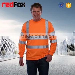 High Visibility 100% Polyester Green Yellow Reflective Safety T-shirt Cycle Safety Red T-shirts Polo Plain Safety T-shirt thumbnail-1
