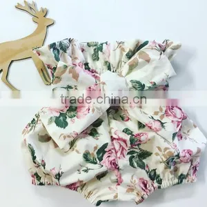 Wholesale Solid Yellow Ruffle Shorts Toddler Baby Girls Soft Cotton Pants thumbnail-4