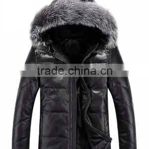 China Factory Wholesale High Quality Fashion Windproof Leather Winter Down Jackets thumbnail-1