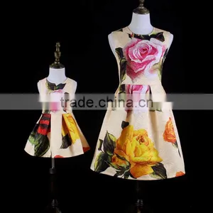High Quality Summer Girl Dress Family Matching Outfits Mommy And Me Printed Dress Mother And Daughter Matching Dresses thumbnail-1