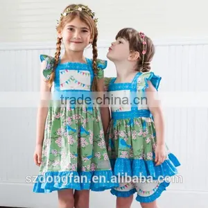 Girls Pinafore Dress Flower Printed Dress With Shorts thumbnail-1