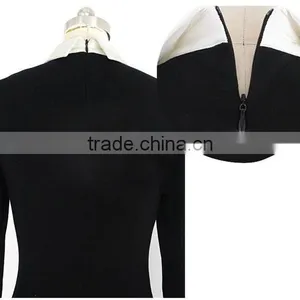 Fashion Double-breasted Lady Long Sleeve Formal Collar Pencil Dress For Office Design Formal Dress thumbnail-5