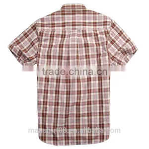 2017 Blouse Short Sleeve Shirt for Men Boys Fancy Shirts Gingham Pattern thumbnail-4