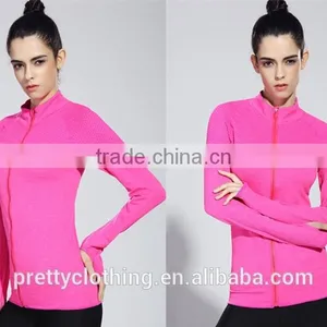 Women's Tight Compression Training Long Sleeve T-Shirt Running Top Without Hood Full Zip Yoga Fitness Coat thumbnail-2