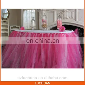 New Arrival Hot Pink Beautiful Rainbow Table Skirts thumbnail-1