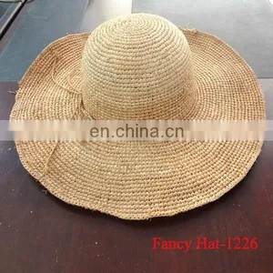 Custom Plain Raffia Straw Hat for Summer Cheap Wholesale thumbnail-1